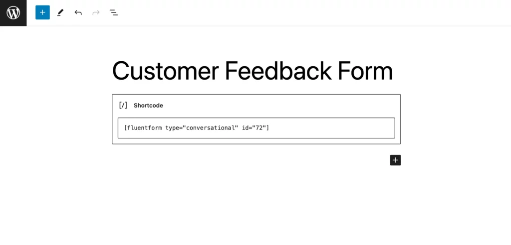 Using shortcode to publish the form